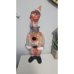 Vintage Italian Murano hand blown art glass clown decorative decanter